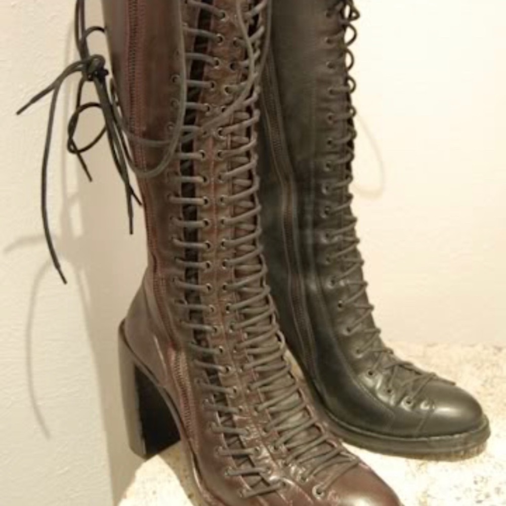 Looking for these!! Ann Demeulemeester brown triple lace boots size 38